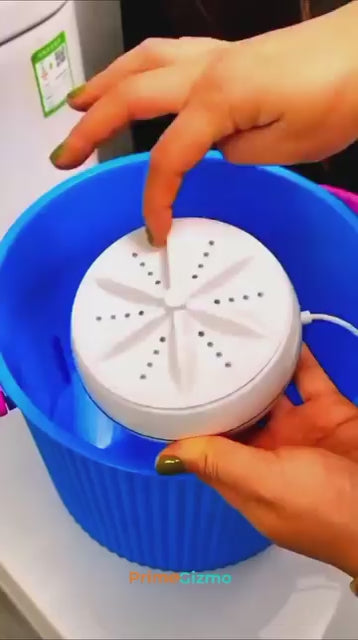 2In1 Mini Washing Machine Portable Rotating Ultrasonic Turbine Washer