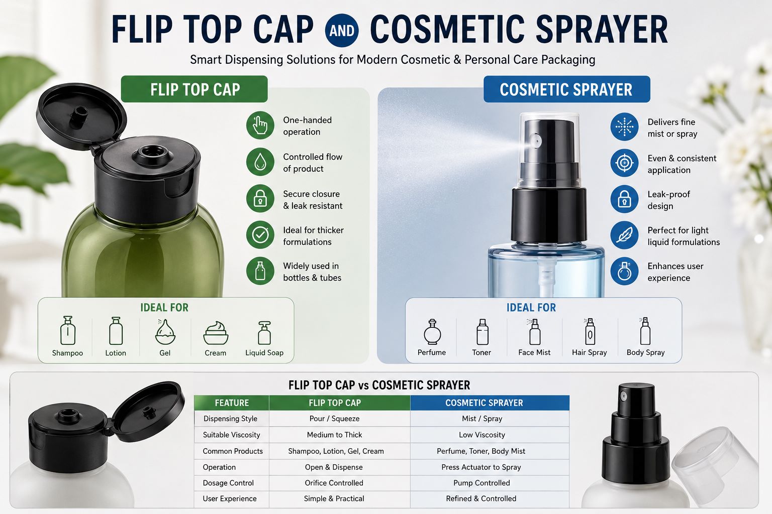 Why Flip Top Cap and Cosmetic Sprayer Packaging Matters More Than Ever