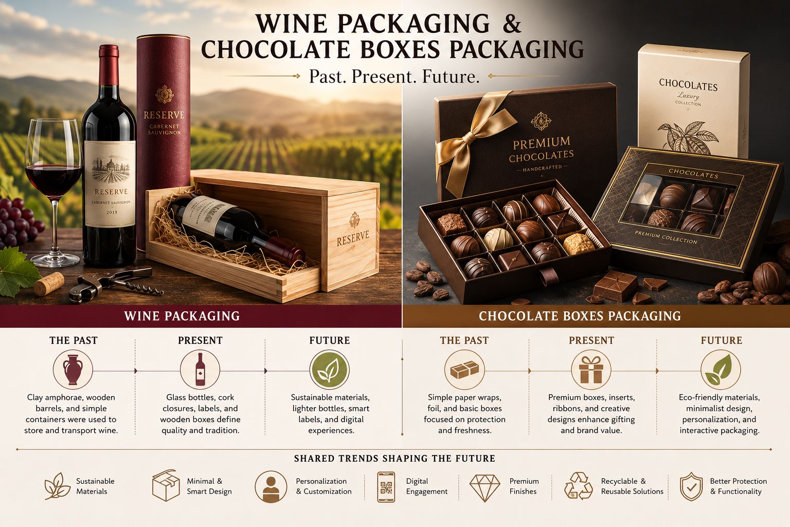 The Past and Future of Wine Packaging and Chocolate Boxes Packaging
