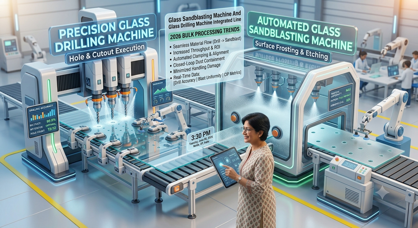 Smart Glass Fabrication: How Sandblasting and Drilling Machines Add Precision and Design Value