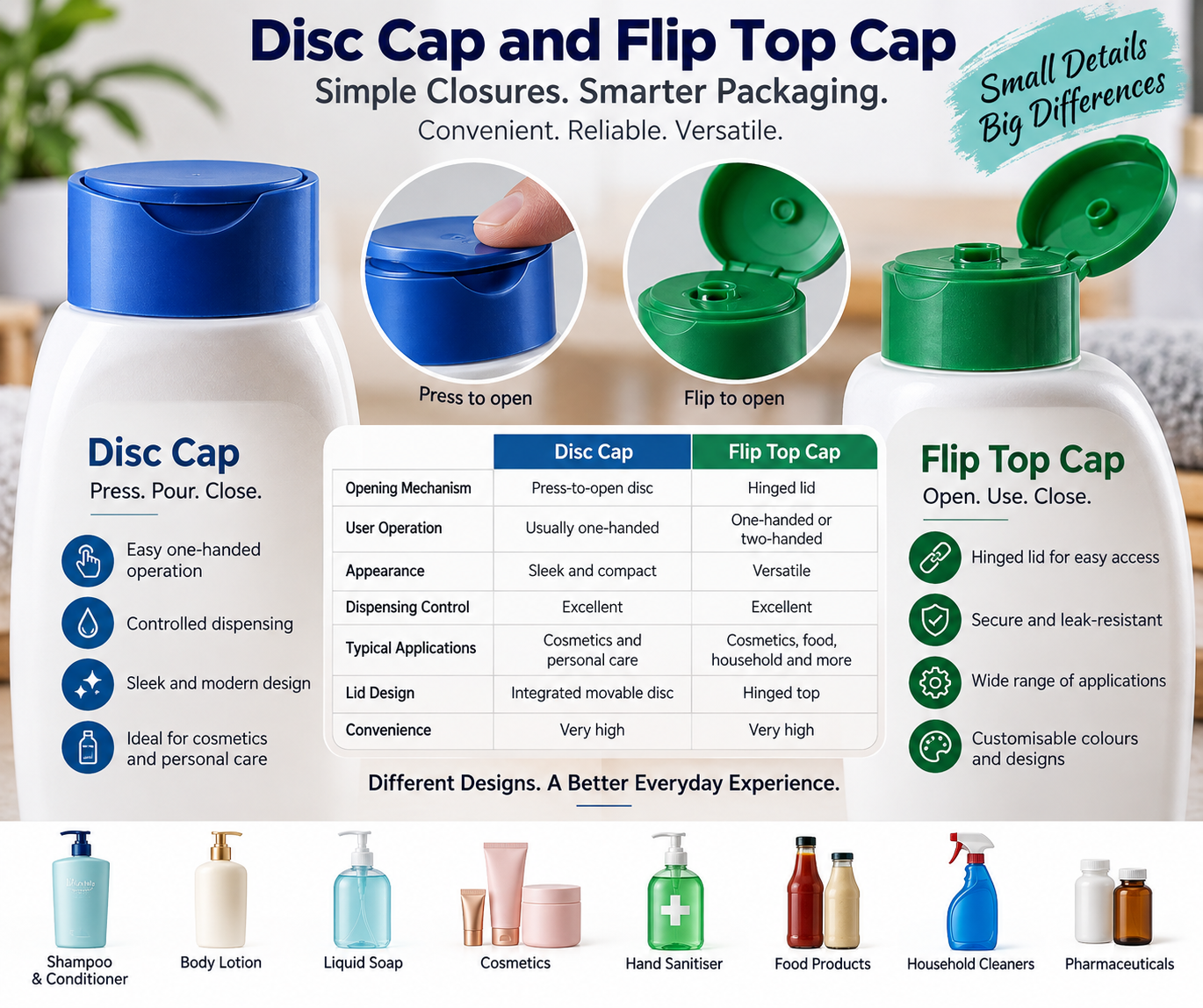 Disc Cap and Flip Top Cap: A Complete Guide to Convenient Packaging Closures