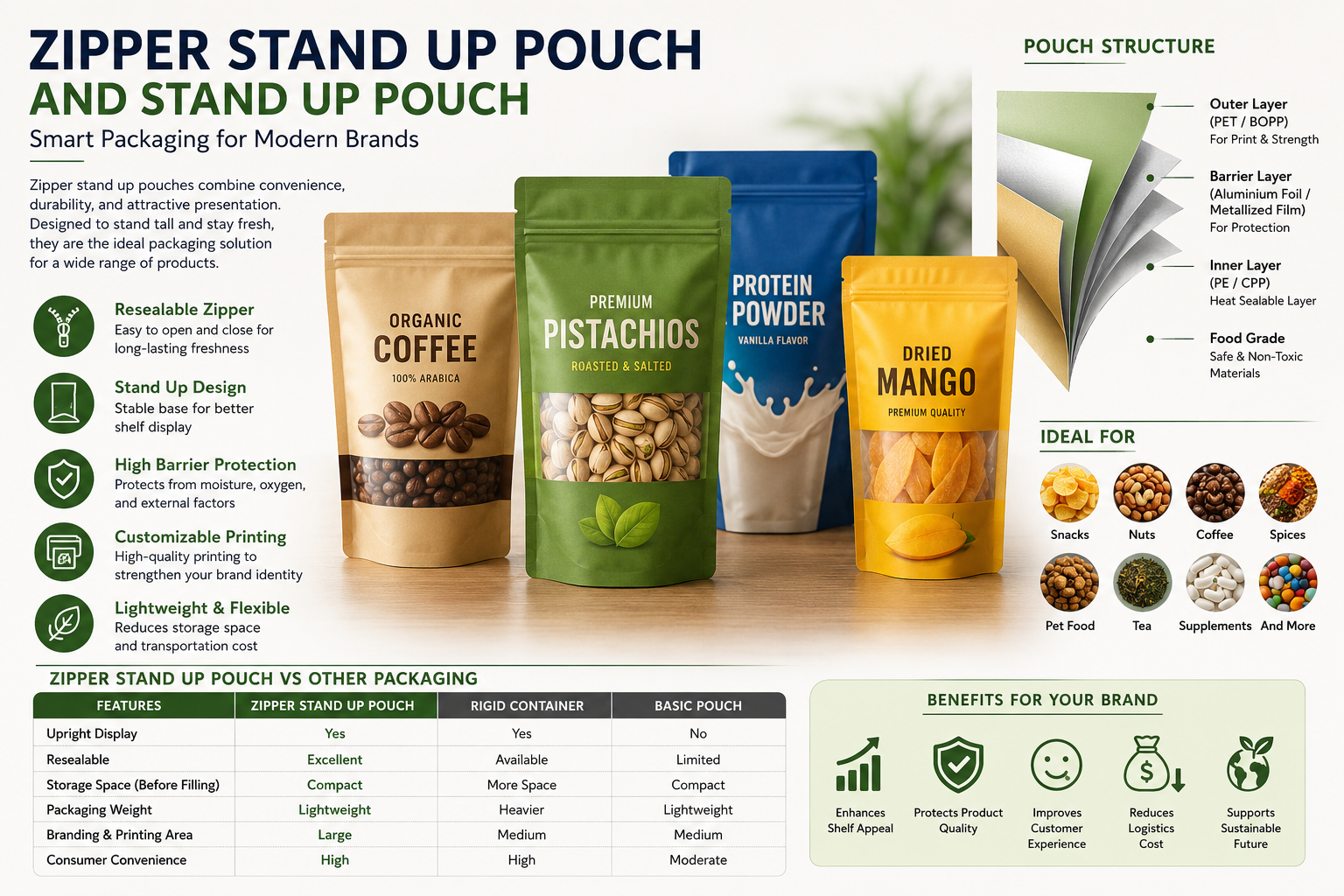 Zipper Stand Up Pouch: A Smart Packaging Choice for Modern Brands