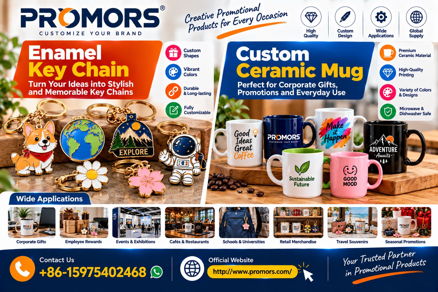Enamel Key Chain and Custom Ceramic Mug: Practical Promotional Products for Lasting Brand Visibility