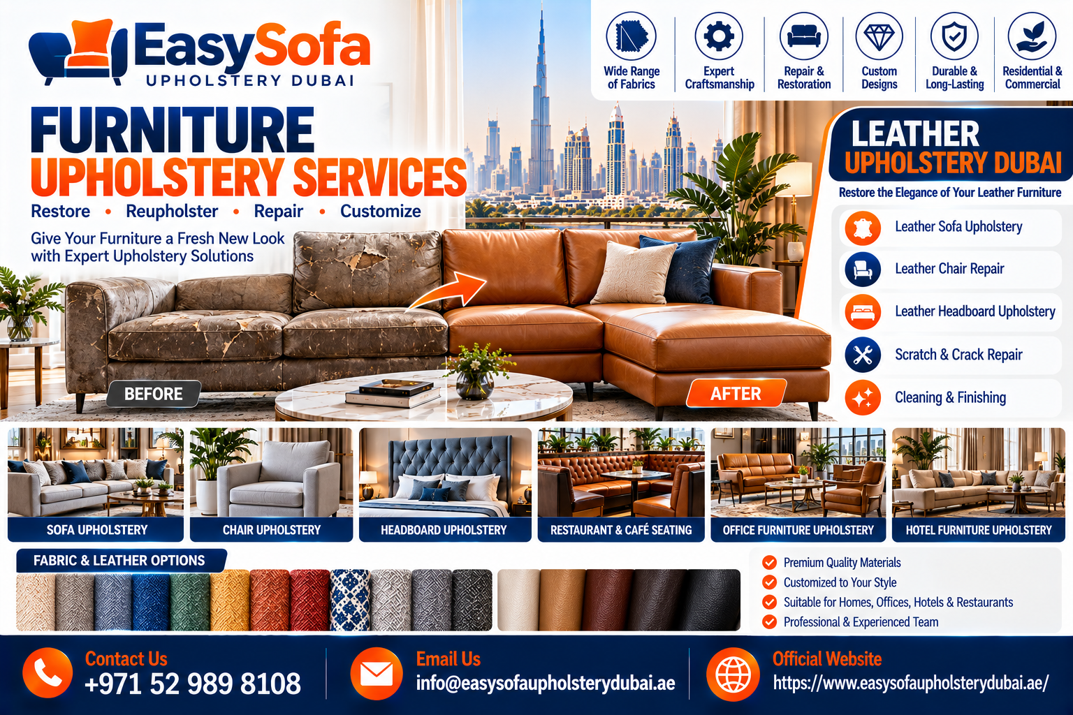 Furniture Upholstery Services and Leather Upholstery Dubai Solutions Redefine Interior Furniture Restoration